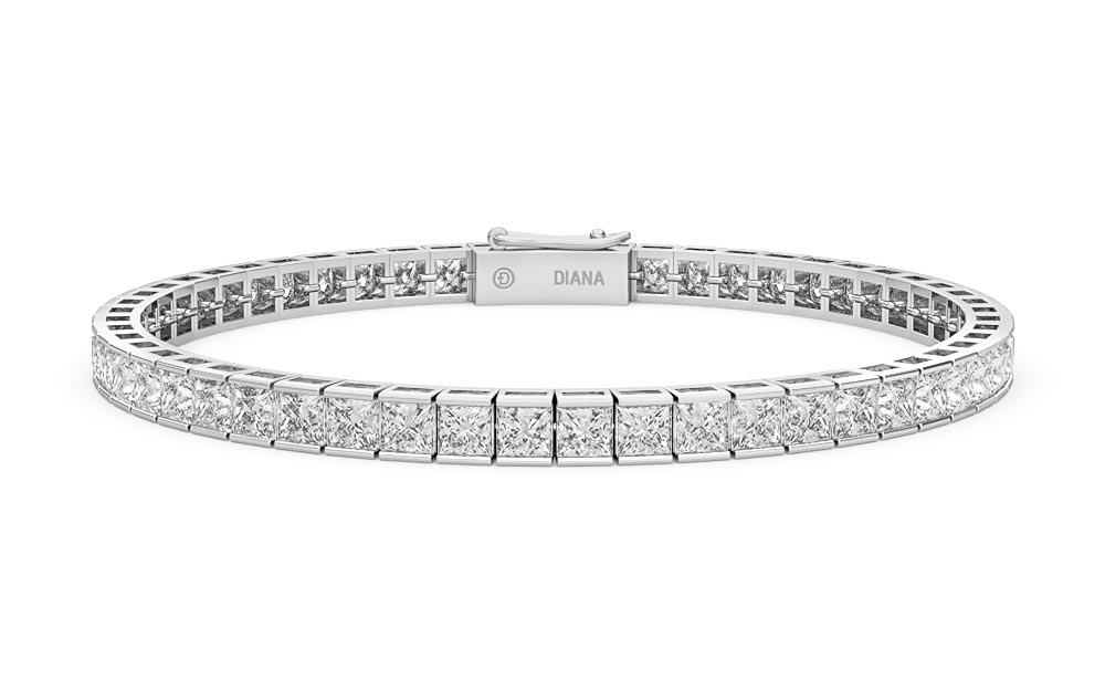 1 5/8 CT Princess Diamond TW Bracelet 14k Gold White GH SI Length (inc –  Fay Jewels